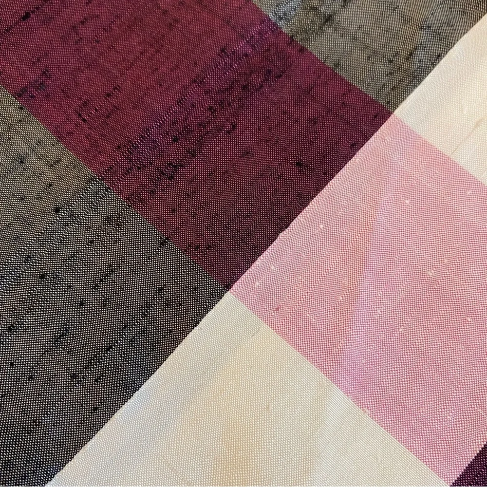 Vintage Handwoven Thai Silk Plaid Shawl Wrap Scarf Thaisilk Factory Siam Bangkok